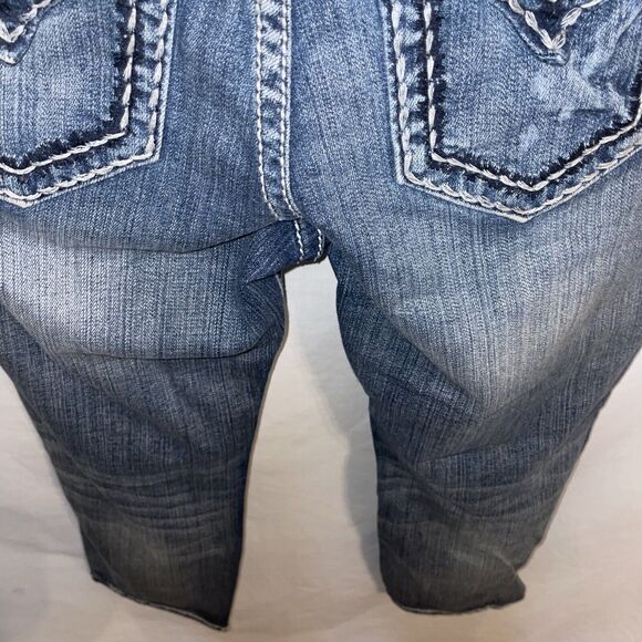 Miss Me Women’s Boyfriend Capris Sz 30x26 Blue Distressed Western Rodeo Cowgirl - Picture 12 of 12